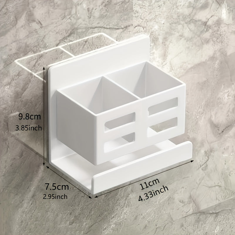 Perforated Plastic Wall-Mounted Cosmetic Storage Rack: Large Capacity, Easy Installation, No Punching, Suitable for Bathroom Use