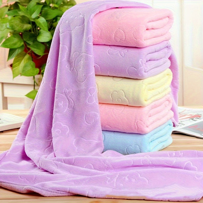 1pc Bear Pattern Microfiber Bath Towel, 200 GSM Thick Soft Absorbent Beach Towel, Quick-Dry Square Bath Accessory