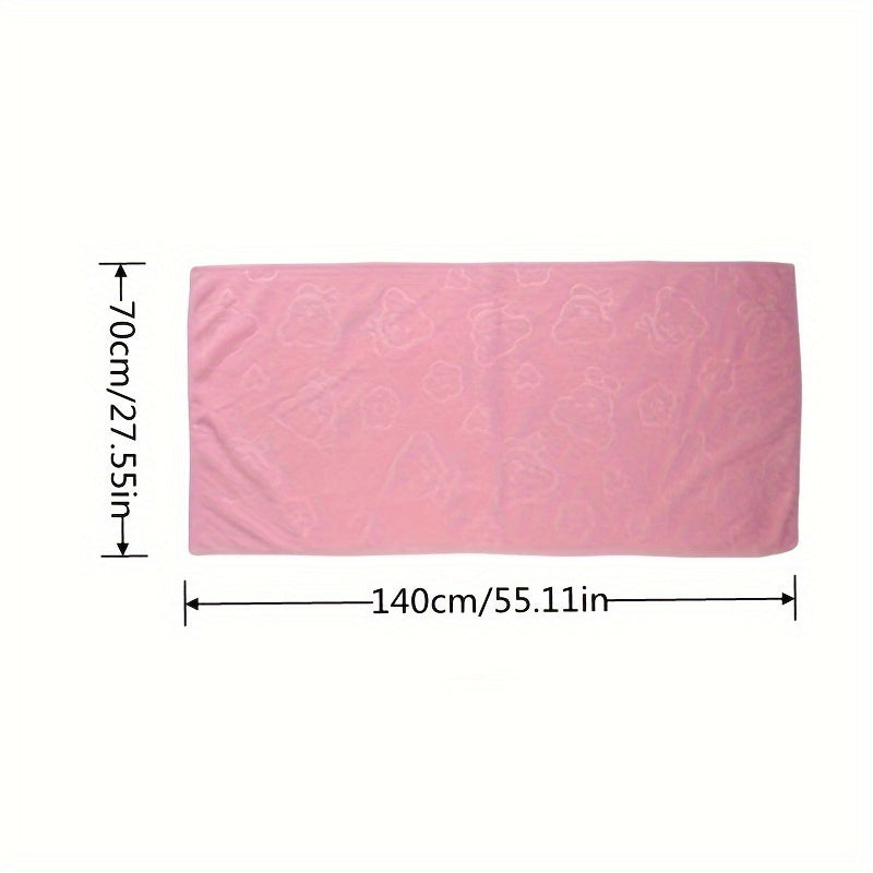 1pc Bear Pattern Microfiber Bath Towel, 200 GSM Thick Soft Absorbent Beach Towel, Quick-Dry Square Bath Accessory