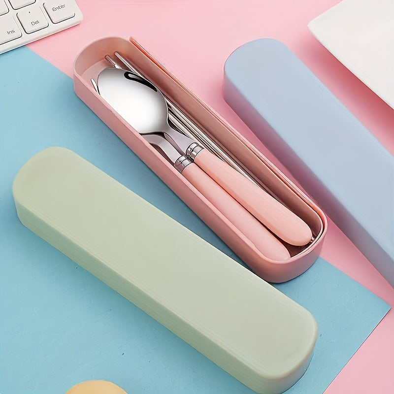 Polished Stainless Steel Portable Cutlery Set with Storage Box - Ideal for Picnics, Camping, and Daily Use of Camping Cookware