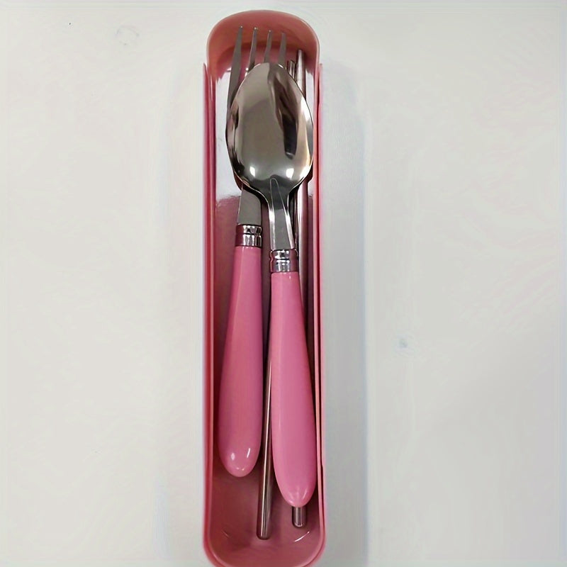 Polished Stainless Steel Portable Cutlery Set with Storage Box - Ideal for Picnics, Camping, and Daily Use of Camping Cookware