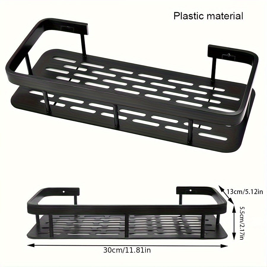 Easy-Install Wall-Mounted Bathroom & Kitchen Storage Shelf - No-Drill, Space-Saving Organizer for Shampoo, Soap, and Accessories, Resin Material, Wall Hanging Shelf, Various Room Types, Bathroom Organizer|Modern Wall Shelf|Durable Wall Shelf