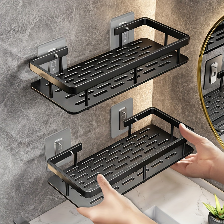 Easy-Install Wall-Mounted Bathroom & Kitchen Storage Shelf - No-Drill, Space-Saving Organizer for Shampoo, Soap, and Accessories, Resin Material, Wall Hanging Shelf, Various Room Types, Bathroom Organizer|Modern Wall Shelf|Durable Wall Shelf