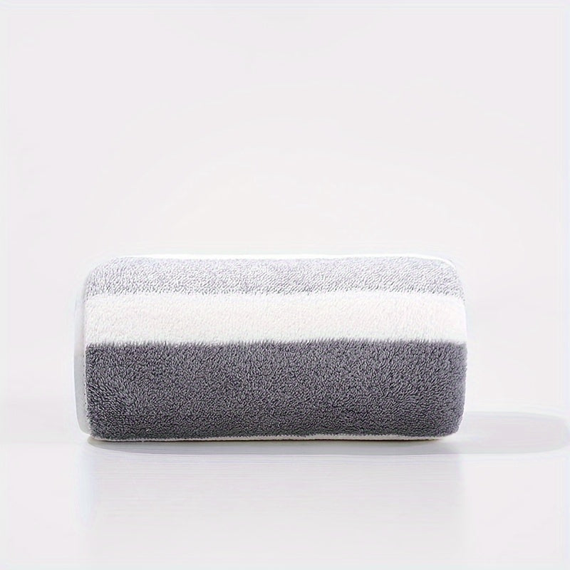 1pc Super Soft Microfiber Quick-Dry Towel - 200 GSM 100% Polyester, Ultra Absorbent & Lightweight for Home, Travel, Pool - Machine Washable, Multiple Colors (Striped & Solid), Home Bathroom Essentials | Plush Texture | Durable Bath Linens, Bath Towels