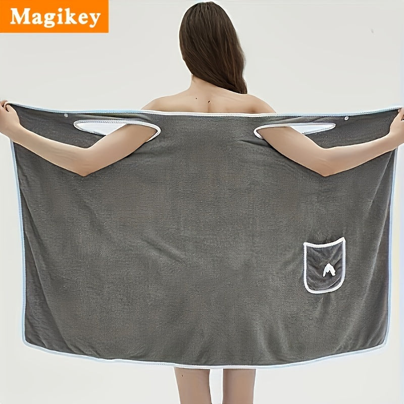 Large Soft Coral Fleece Bath Towel with Pocket - Absorbent & Quick-Dry, Lightweight & Durable for Beach, Home, and Bathroom Use, Perfect Holiday Gift for Halloween, Thanksgiving, Christmas, Quickdry Towel | Playful Design Towel | Durable Towel Fabric