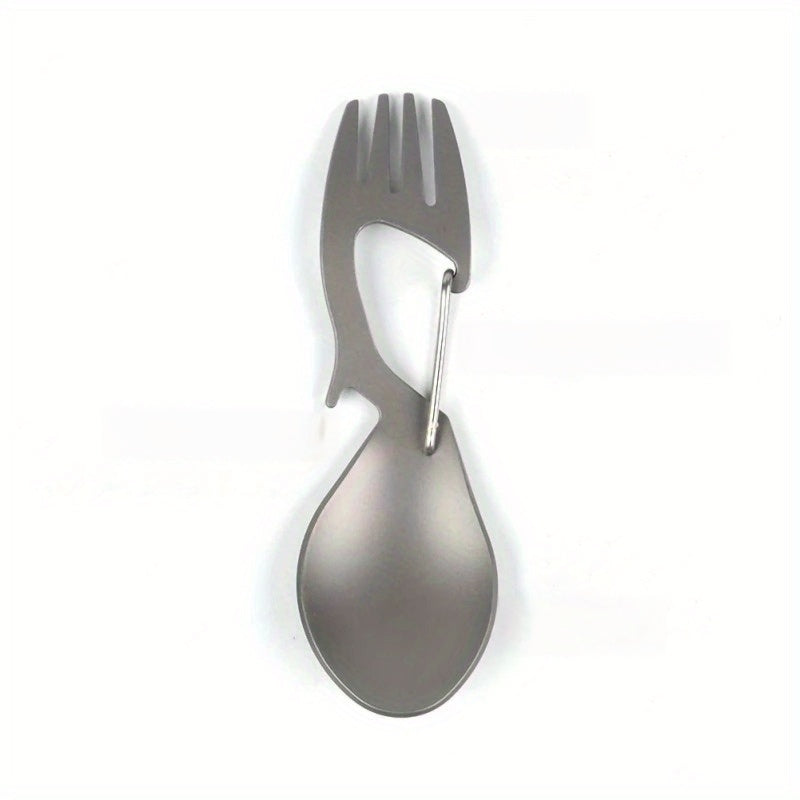 Multi-Functional Outdoor Camping Spoon: Ultra-Light Titanium Tableware for Picnic, BBQ, And Portable Food - Includes Fork And Spoon - Polished Stainless Steel