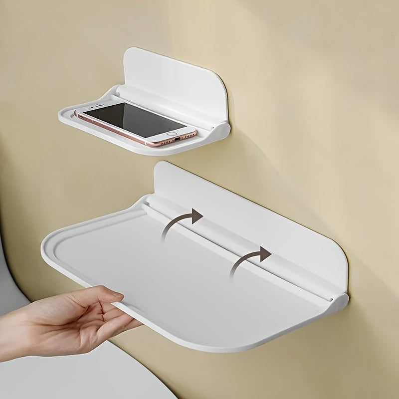 1pc Modern Punch-Free Foldable Wall Mounted Floating Shelf - Plastic Storage Rack for Bathroom, Hand Towel, Clothes - Ideal for Home, Living Room, Office Decor