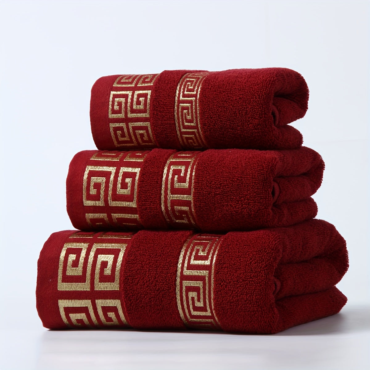 Luxurious Pure Cotton Geometric Pattern Towel - Soft, Absorbent, Quick-Dry for Bath or Face, 13.39x29.53inch or 27.56x55.12inch, Black with Golden Thread, Modern Design, Hand Wash Only, Bath Towels