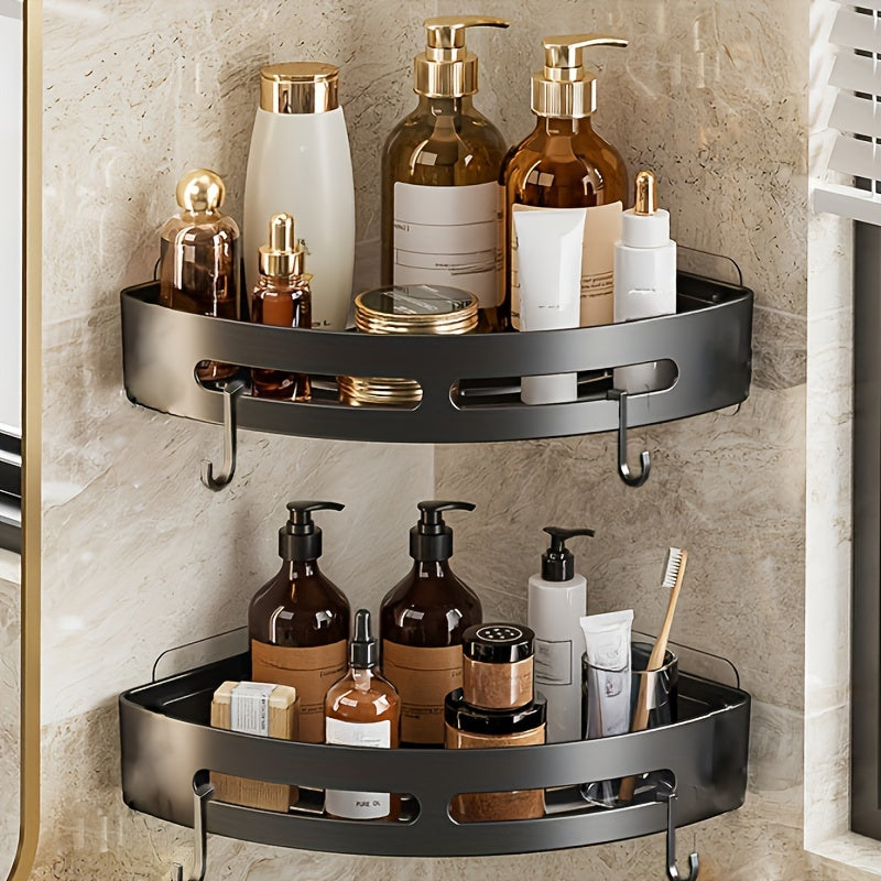 2pcs Space-Saving Triangle Corner Shelves - Durable Wall-Mounted Bathroom Organizer for Shampoo, Shower Gel & Cosmetics - Easy Install, Anti-Slip Design, Christmas\u002FHalloween Gift Decoration