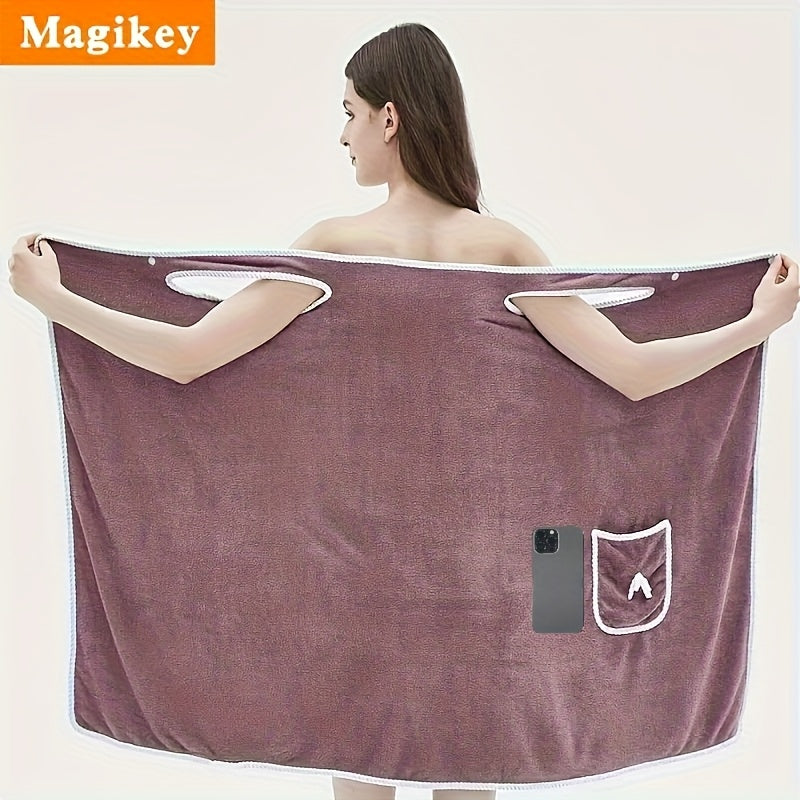 Large Soft Coral Fleece Bath Towel with Pocket - Absorbent & Quick-Dry, Lightweight & Durable for Beach, Home, and Bathroom Use, Perfect Holiday Gift for Halloween, Thanksgiving, Christmas, Quickdry Towel | Playful Design Towel | Durable Towel Fabric