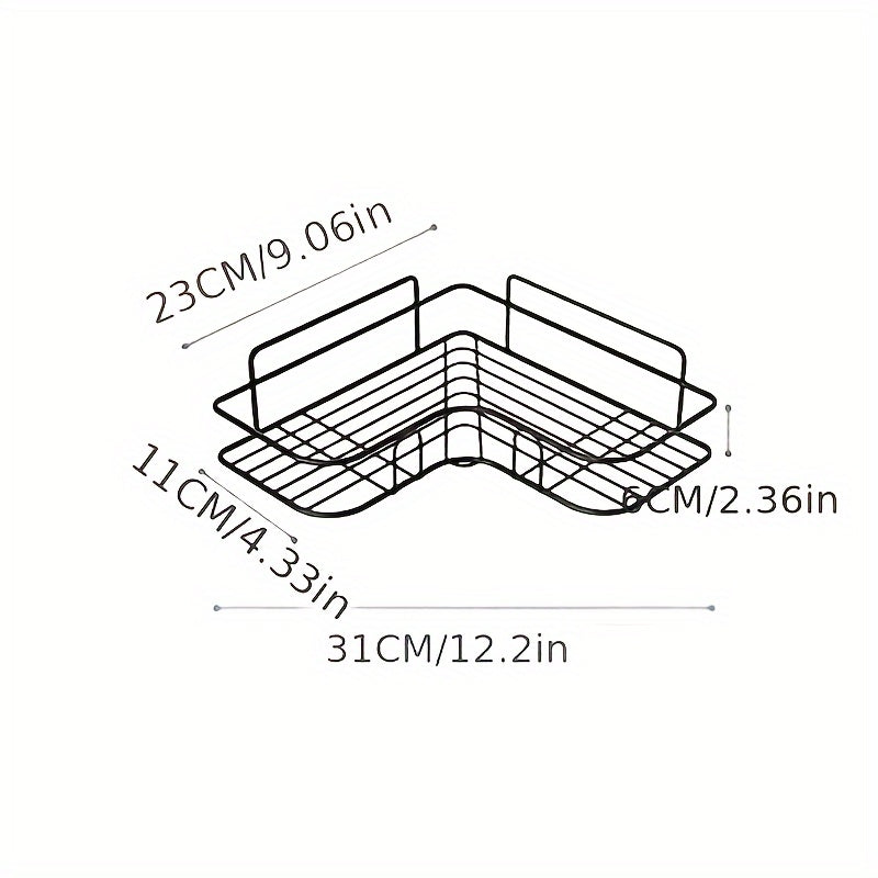 No-Drill Wall-Mounted Shower Shelf - Rustproof Metal Bathroom & Kitchen Storage Rack for Shampoo, Conditioner, and Essentials - Easy Installation, Ideal for Home and Hotel Use, RV Interior Accessory, Bathroom Organizers And Storage