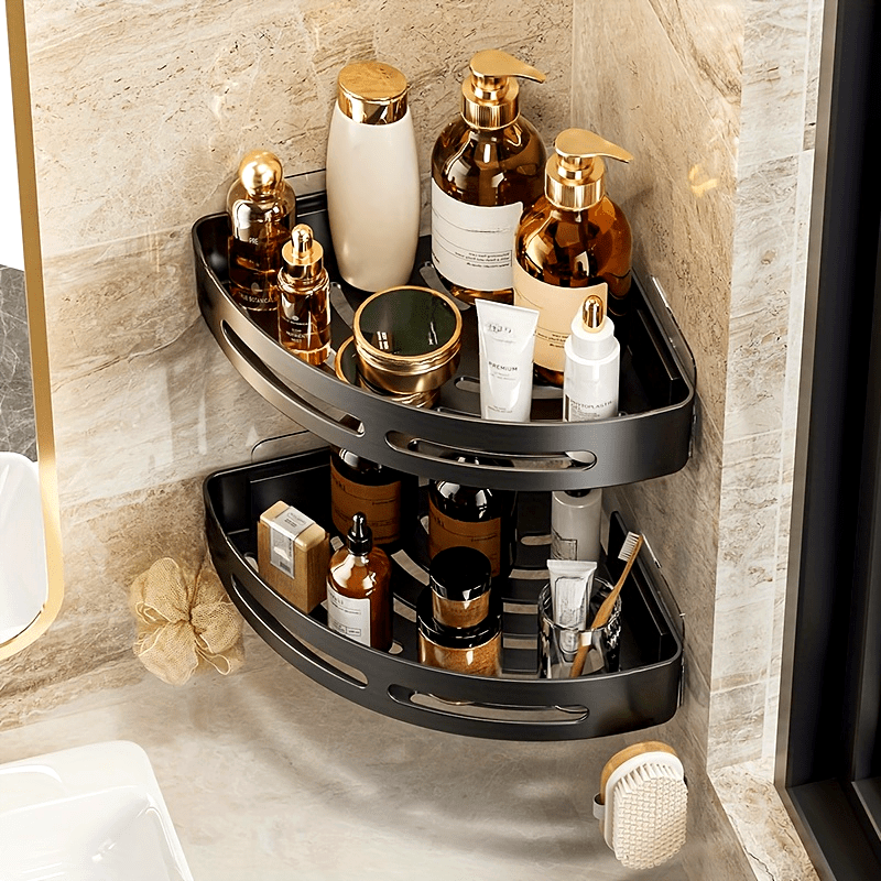 2pcs Space-Saving Triangle Corner Shelves - Durable Wall-Mounted Bathroom Organizer for Shampoo, Shower Gel & Cosmetics - Easy Install, Anti-Slip Design, Christmas\u002FHalloween Gift Decoration