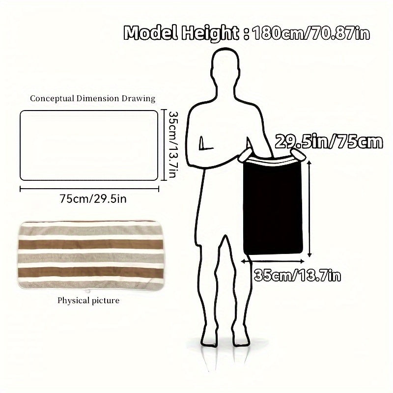 1pc Super Soft Microfiber Quick-Dry Towel - 200 GSM 100% Polyester, Ultra Absorbent & Lightweight for Home, Travel, Pool - Machine Washable, Multiple Colors (Striped & Solid), Home Bathroom Essentials | Plush Texture | Durable Bath Linens, Bath Towels