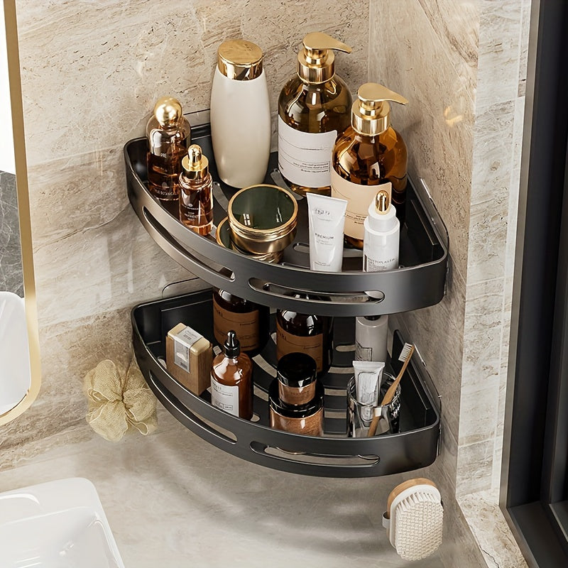 2pcs Space-Saving Triangle Corner Shelves - Durable Wall-Mounted Bathroom Organizer for Shampoo, Shower Gel & Cosmetics - Easy Install, Anti-Slip Design, Christmas\u002FHalloween Gift Decoration