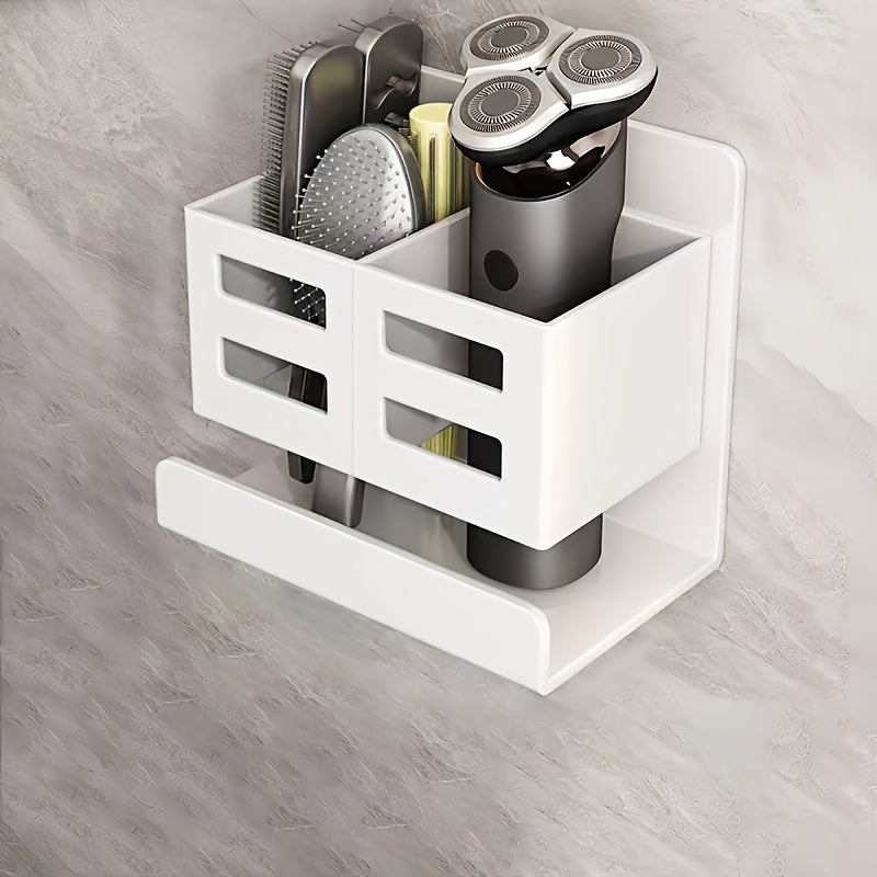 Perforated Plastic Wall-Mounted Cosmetic Storage Rack: Large Capacity, Easy Installation, No Punching, Suitable for Bathroom Use
