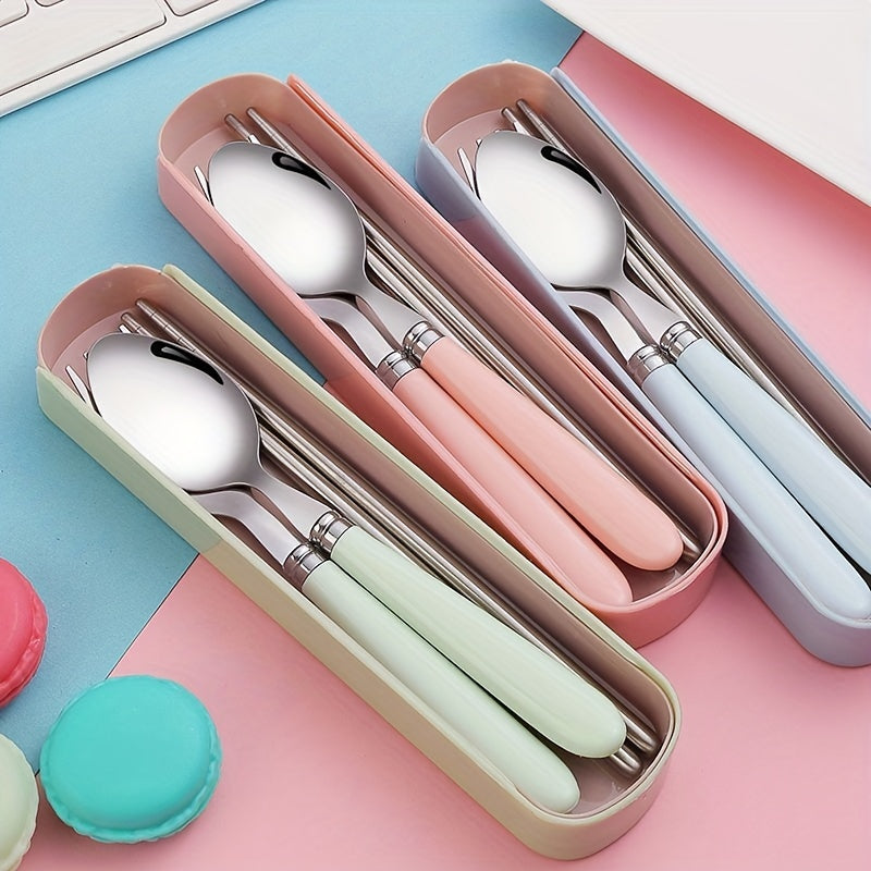 Polished Stainless Steel Portable Cutlery Set with Storage Box - Ideal for Picnics, Camping, and Daily Use of Camping Cookware