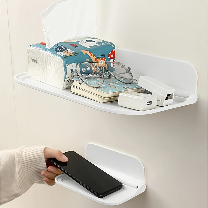 1pc Modern Punch-Free Foldable Wall Mounted Floating Shelf - Plastic Storage Rack for Bathroom, Hand Towel, Clothes - Ideal for Home, Living Room, Office Decor