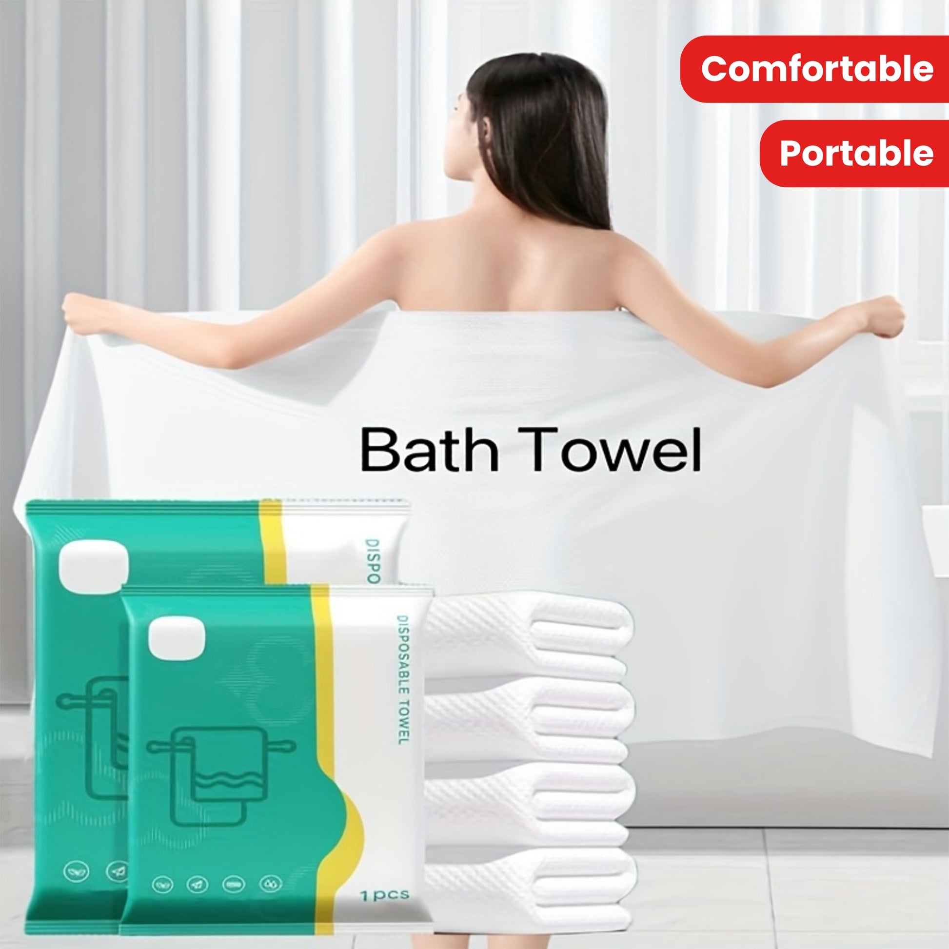 1pc Portable Disposable Bath Towels, With 3 Different Sizes, Larger And Thicker, Individually Packaged, Comfortable For Bathing, Highly Absorbent, Suitable For Business Trips, Families, Gyms, Offices, Vacations, And Camping,Travel Essentials