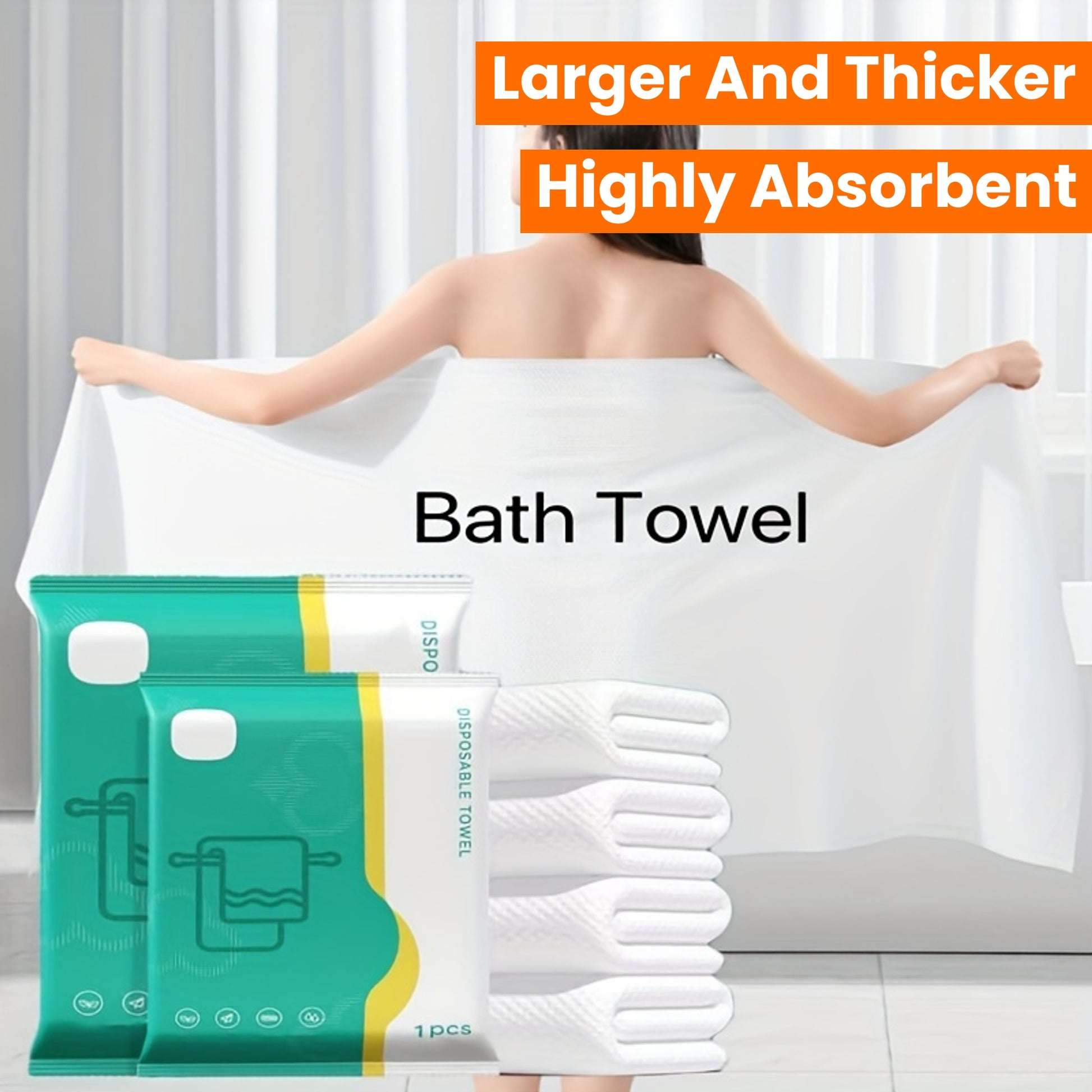 1pc Portable Disposable Bath Towels, With 3 Different Sizes, Larger And Thicker, Individually Packaged, Comfortable For Bathing, Highly Absorbent, Suitable For Business Trips, Families, Gyms, Offices, Vacations, And Camping,Travel Essentials
