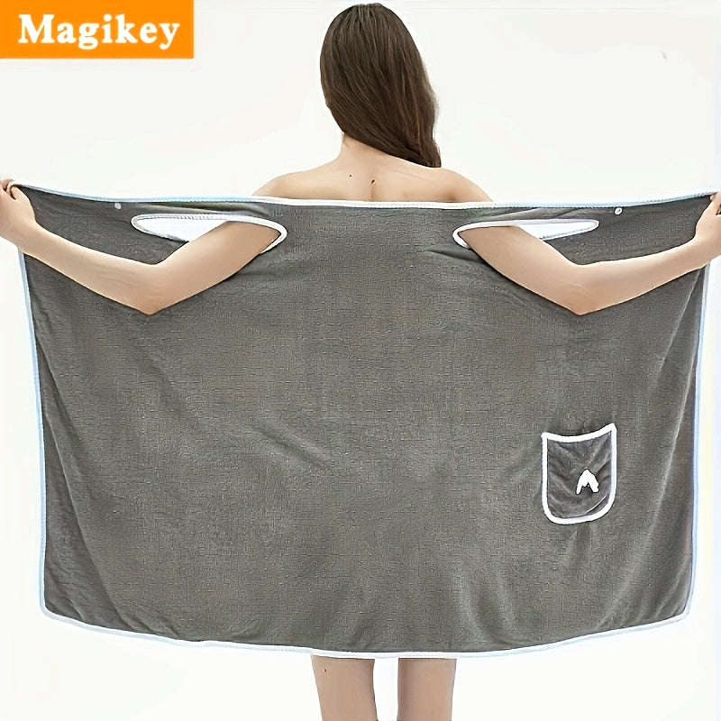 Large Soft Coral Fleece Bath Towel with Pocket - Absorbent & Quick-Dry, Lightweight & Durable for Beach, Home, and Bathroom Use, Perfect Holiday Gift for Halloween, Thanksgiving, Christmas, Quickdry Towel | Playful Design Towel | Durable Towel Fabric