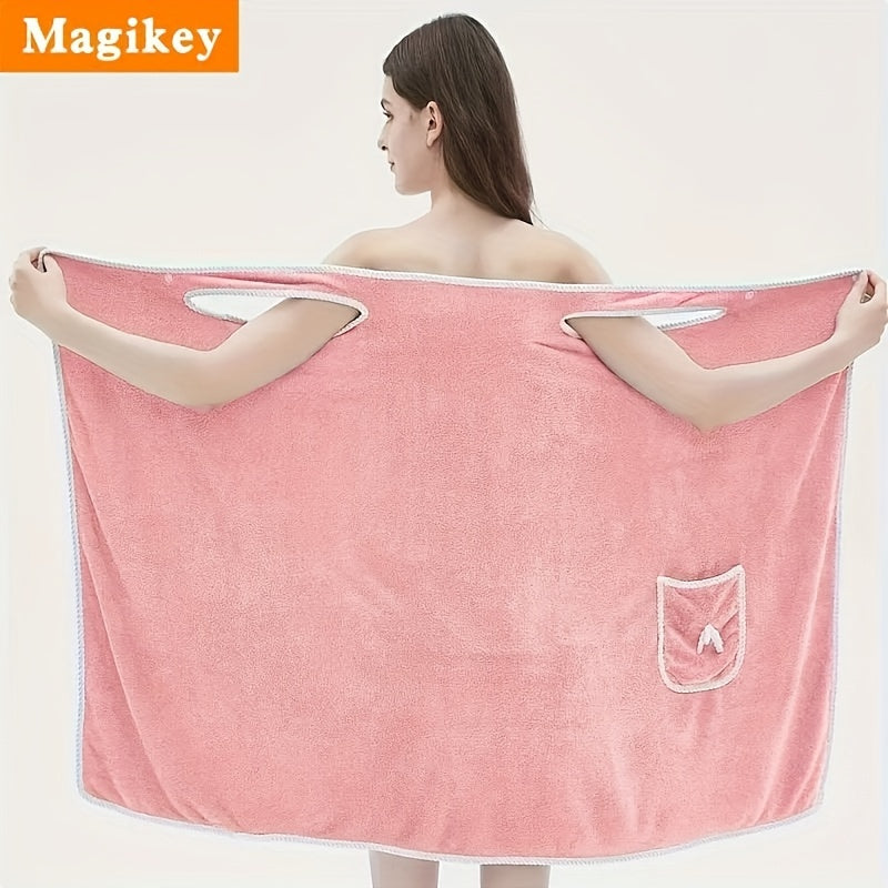 Large Soft Coral Fleece Bath Towel with Pocket - Absorbent & Quick-Dry, Lightweight & Durable for Beach, Home, and Bathroom Use, Perfect Holiday Gift for Halloween, Thanksgiving, Christmas, Quickdry Towel | Playful Design Towel | Durable Towel Fabric