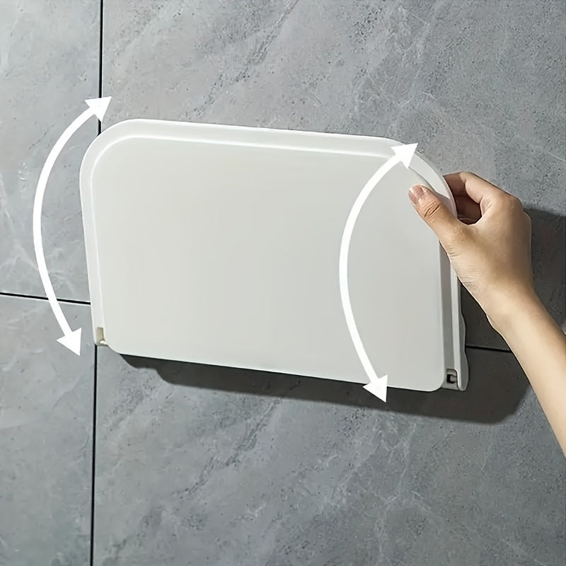 1pc Modern Punch-Free Foldable Wall Mounted Floating Shelf - Plastic Storage Rack for Bathroom, Hand Towel, Clothes - Ideal for Home, Living Room, Office Decor