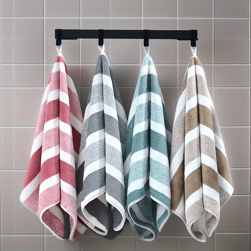 1pc Super Soft Microfiber Quick-Dry Towel - 200 GSM 100% Polyester, Ultra Absorbent & Lightweight for Home, Travel, Pool - Machine Washable, Multiple Colors (Striped & Solid), Home Bathroom Essentials | Plush Texture | Durable Bath Linens, Bath Towels