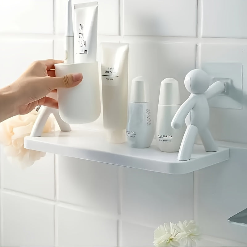 Chic Humanoid Wall-Mounted Storage Shelf - Modern Plastic Organizer for Kitchen & Bathroom