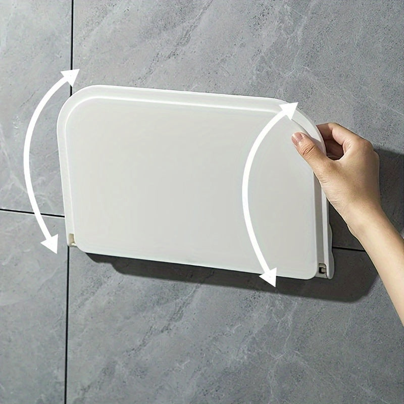 1pc Modern Punch-Free Foldable Wall Mounted Floating Shelf - Plastic Storage Rack for Bathroom, Hand Towel, Clothes - Ideal for Home, Living Room, Office Decor